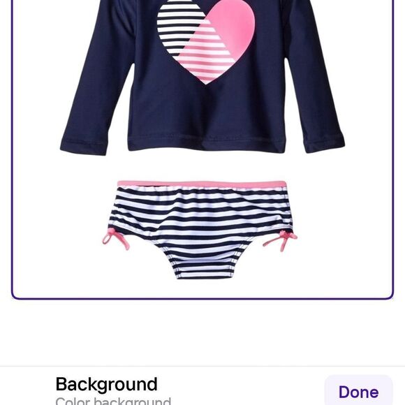 Navy and Pink Striped Heart Swimsuit Set - Picture 1 of 5